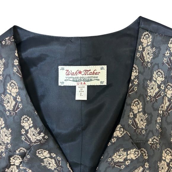 Wah-Maker women’s old west floral jacquard vest size large Victorian frontier - Picture 6 of 8